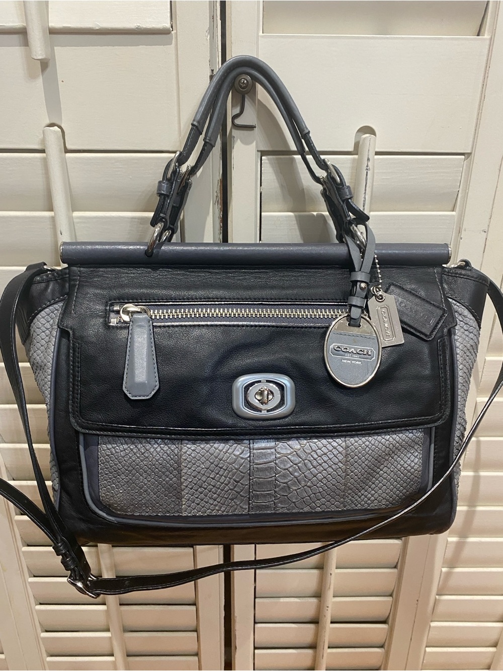 Y2K Coach Pinnacle Dowel Leather Satchel with Python detail - Picture 4 of 17